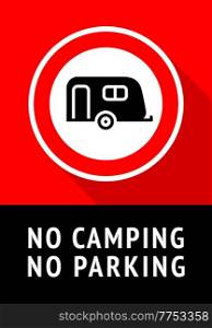No Camping, modern label, ready to print. No Camping, trendy poster, ready to print