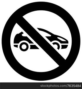 No cars and vehicles forbidden sign, modern round sticker
