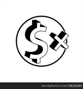 No Cash Dollar Icon, Finance Icon, $ Currency Icon Vector Art Illustration