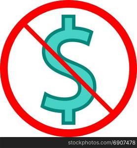 No Cash Dollar Icon Vector Illustration