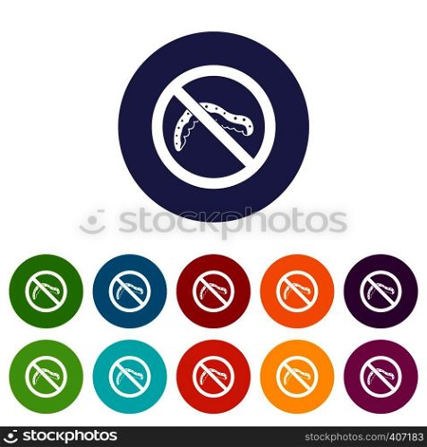No caterpillar sign set icons in different colors isolated on white background. No caterpillar sign set icons