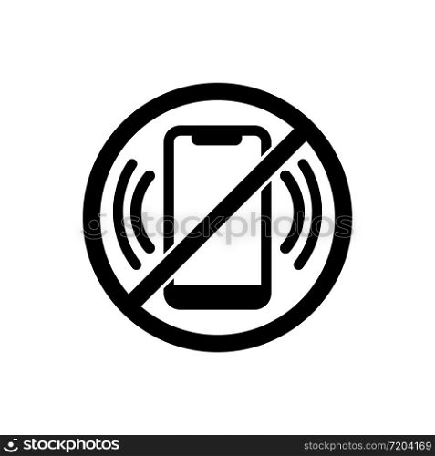 No cell phone icon in black. Forbidden symbol simple on isolated background. EPS 10 vector. No cell phone icon in black. Forbidden symbol simple on isolated background. EPS 10 vector.