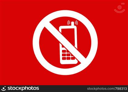 No cell phone sign on red background.Vector illustration EPS10. No cell phone sign on red background.