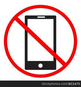no cell phone sign on white background. no mobile phones icon design for your web site design, logo, app, UI. flat style. no phone symbol. no telephone sign.