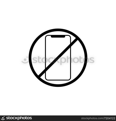 No cell phone sign or don&rsquo;t ring or turn off the phone icon in black on an isolated white background. EPS 10 vector. No cell phone sign or don&rsquo;t ring or turn off the phone icon in black on an isolated white background. EPS 10 vector.