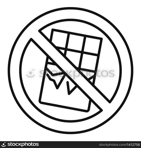 No chocolate bar icon. Outline no chocolate bar vector icon for web design isolated on white background. No chocolate bar icon, outline style