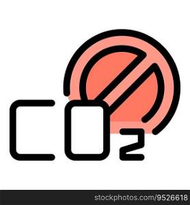 No co2 icon outline vector. Air clean. Wind mask color flat. No co2 icon vector flat
