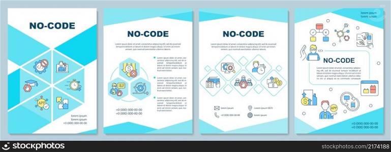 No code brochure template. Web 3 0 solutions. Booklet print design with linear icons. Vector layouts for presentation, annual reports, ads. Arial-Black, Myriad Pro-Regular fonts used. No code brochure template
