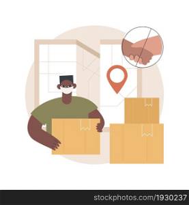 No-contact pick up and delivery abstract concept vector illustration. virus safe delivery, protected transport service, COVID-19 business tranformation, online grocery order abstract metaphor.. No-contact pick up and delivery abstract concept vector illustration.