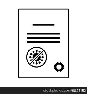 No Coronavirus Certificate Icon. Black Glyph Design. Vector Illustration.