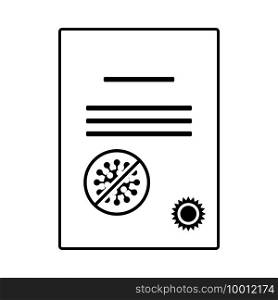 No Coronavirus Certificate Icon. Black Stencil Design. Vector Illustration.