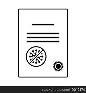 No Coronavirus Certificate Icon. Black Stencil Design. Vector Illustration.