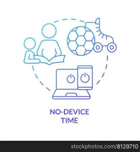 No device time blue gradient concept icon. Limit time with gadgets. Discipline. Quality time together abstract idea thin line illustration. Isolated outline drawing. Myriad Pro-Bold font used. No device time blue gradient concept icon