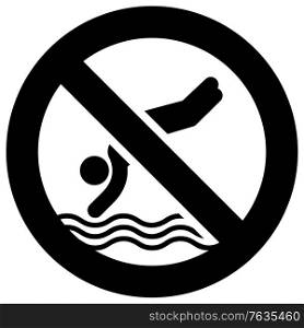 No diving forbidden sign, modern round sticker