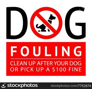 No dog fouling sign, modern sticker for park