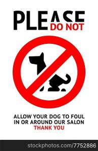 No dog fouling sign, modern trendy banner for city. No dog fouling sign, concept or real banner