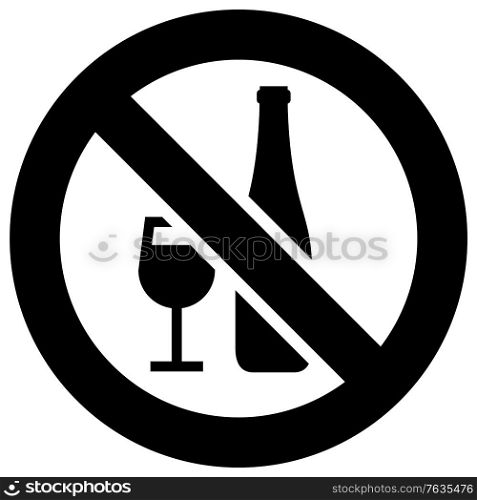 No drinking alcohol, forbidden sign, modern round sticker. No drinking, smoking forbidden sign, modern round sticker