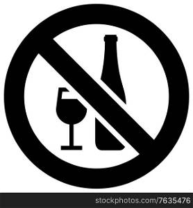 No drinking alcohol, forbidden sign, modern round sticker. No drinking, smoking forbidden sign, modern round sticker