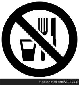 No eat and drink forbidden sign, modern round sticker