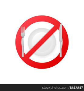 No eating. Photo show a no eating icon on white background. Vector illustration. No eating. Photo show a no eating icon on white background. Vector illustration.