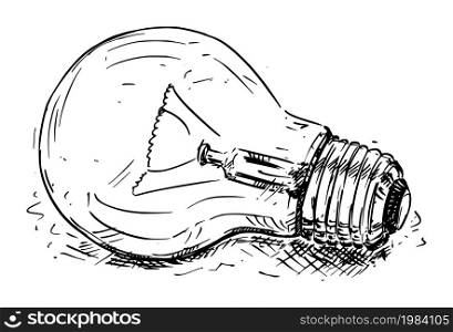 No electricity, light buld, energy poverty concept, vector cartoon illustration.. Light Bulb, No Electricity, Energy Poverty Concept, Vector Cartoon Illustration