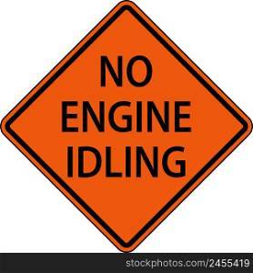No Engine Idling Sign On White Background