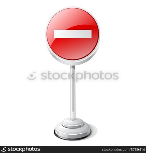 No entry road traffic sign isolated on white.