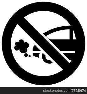 No exhaust forbidden sign, modern round sticker