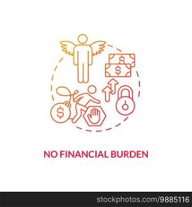 No financial burden red gradient concept icon. Debt free. No mortgage, credit. Avoid difficulty with economy. Bankruptcy idea thin line illustration. Vector isolated outline RGB color drawing. No financial burden red gradient concept icon