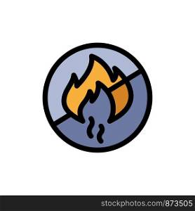 No Fire, No, Fire, Construction Flat Color Icon. Vector icon banner Template