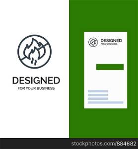 No Fire, No, Fire, Construction Grey Logo Design and Business Card Template