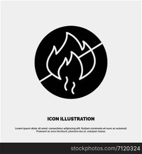 No Fire, No, Fire, Construction solid Glyph Icon vector