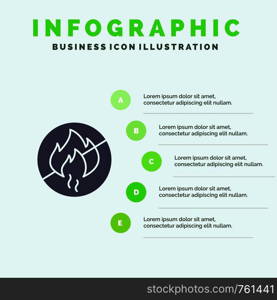 No Fire, No, Fire, Construction Solid Icon Infographics 5 Steps Presentation Background