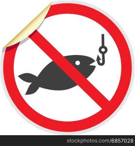 No Fishing Sign 3D. No fishing sign in vector depicting banned activities