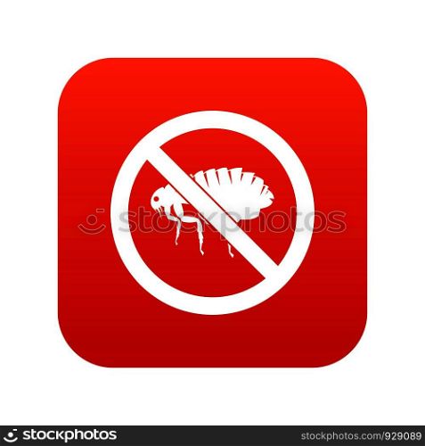 No flea sign icon digital red for any design isolated on white vector illustration. No flea sign icon digital red