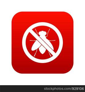 No fly sign icon digital red for any design isolated on white vector illustration. No fly sign icon digital red