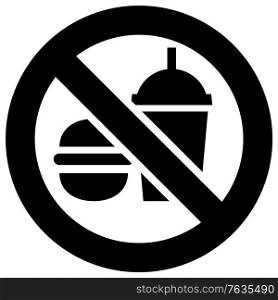No food and drink forbidden sign, modern round sticker