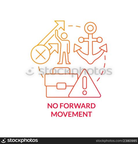 No forward movement red gradient concept icon. Dead end work. No career growth. Sign of toxic workplace abstract idea thin line illustration. Isolated outline drawing. Myriad Pro-Bold fonts used. No forward movement red gradient concept icon