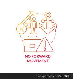 No forward movement red gradient concept icon. Dead end work. No career growth. Sign of toxic workplace abstract idea thin line illustration. Isolated outline drawing. Myriad Pro-Bold fonts used. No forward movement red gradient concept icon