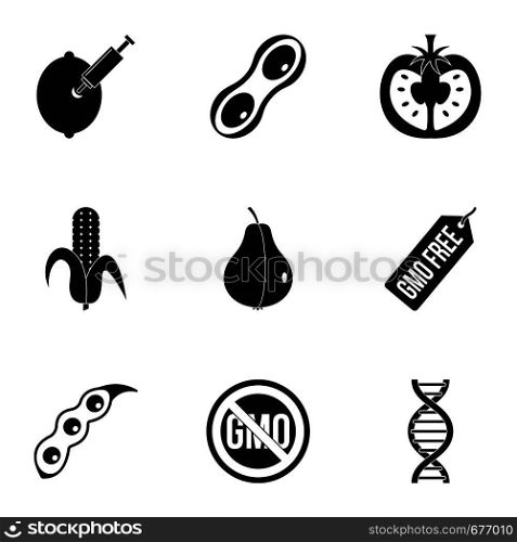 No GMO icon set. Simple set of 9 no GMO vector icons for web isolated on white background. No GMO icon set, simple style