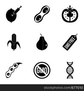 No GMO icon set. Simple set of 9 no GMO vector icons for web isolated on white background. No GMO icon set, simple style