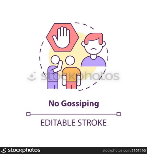 No gossiping concept icon. Do not spread rumors. Social etiquette abstract idea thin line illustration. Isolated outline drawing. Editable stroke. Arial, Myriad Pro-Bold fonts used. No gossiping concept icon