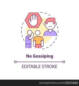 No gossiping concept icon. Do not spread rumors. Social etiquette abstract idea thin line illustration. Isolated outline drawing. Editable stroke. Arial, Myriad Pro-Bold fonts used. No gossiping concept icon