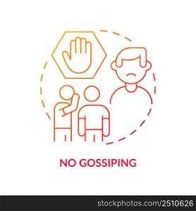 No gossiping red gradient concept icon. Do not spread rumors. Ethical code. Social etiquette abstract idea thin line illustration. Isolated outline drawing. Myriad Pro-Bold font used. No gossiping red gradient concept icon