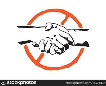 No handshake sign vector illustration. Virus prevention action.