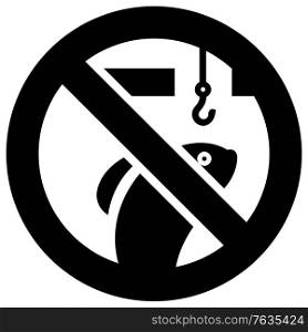 No ice fishing forbidden sign, modern round sticker