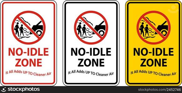 No Idle Zone Sign On White Background