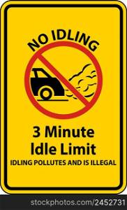 No Idling 3 Minute Idle Limit Sign On White Background