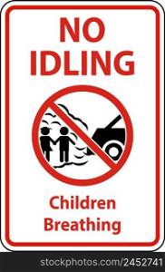No Idling Children Breathing Sign On White Background