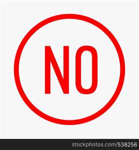 No in circle icon in simple style on a white background. No in circle icon, simple style